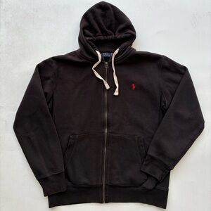 Polo by Ralph Lauren Men's Black Hoodie cotton blend size large red horse